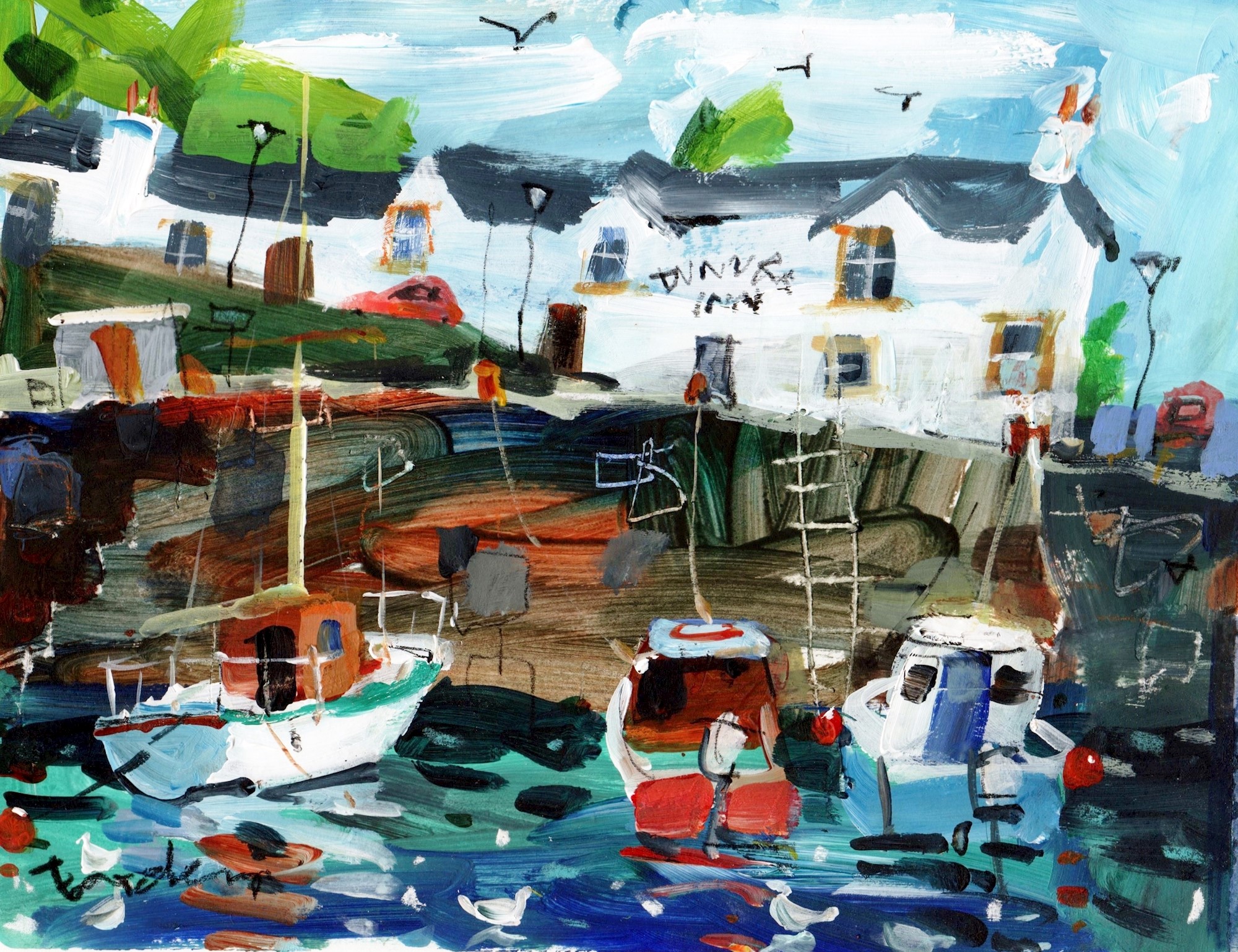 'Dunure Harbour' by artist Ron Eardley